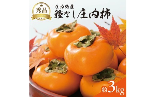 酒田の秋の味覚　あまくて美味しい庄内柿(種なし柿) 秀品　約3kg(18～22玉前後) SA2952
