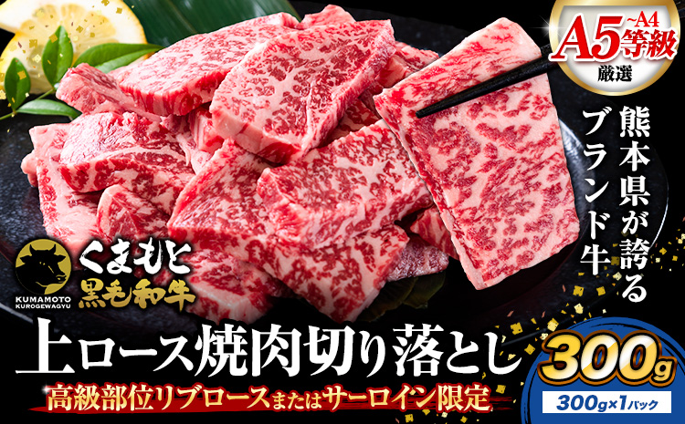 牛肉 A4～A5等級 黒毛和牛 切り落とし くまもと黒毛和牛 上 ロース 焼肉切り落とし 300g 《30日以内に出荷予定(土日祝除く)》熊本県 長洲町 上ロース 焼肉用 焼肉 肉 お肉 和牛 A5 A4 300g 小分け リブロース サーロイン