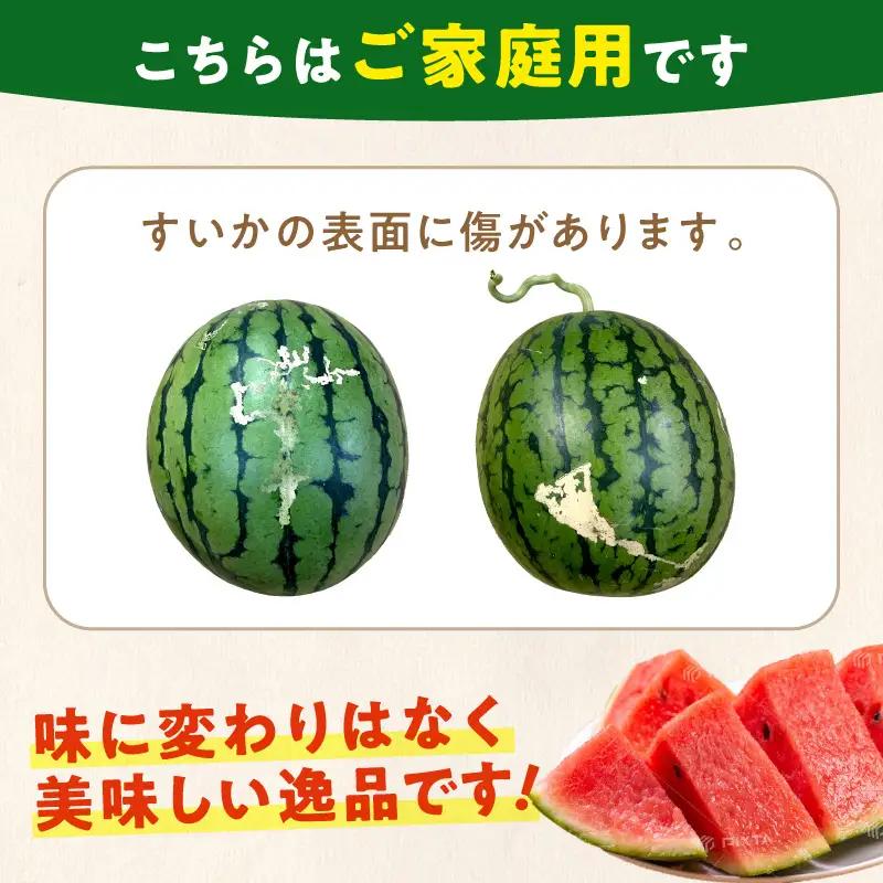 紀州ひとりじめ(小玉スイカ) 2玉（M～Lサイズ） 3kg程度 ≪家庭用≫【配送不可地域：北海道・青森・秋田・岩手・沖縄・離島】【1341】