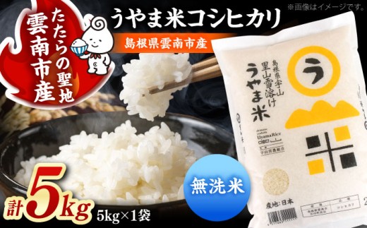 【無洗米】令和7年産「うやま米」コシヒカリ 5kg（5kg×1）むせんまい 無洗米 精米 令和7年度 コシヒカリ 5kg 特産品 5kg無洗米 コメ 米 国産 無洗米ごはん 米 お米 おこめ ごはん おにぎり ムセンマイ 白米 産地直送米 防災 ブランド米 便利 お取り寄せ グルメ ご当地米 5キロ 5kg 5キロ 島根県雲南市/藤本米穀店 [AIDB080]