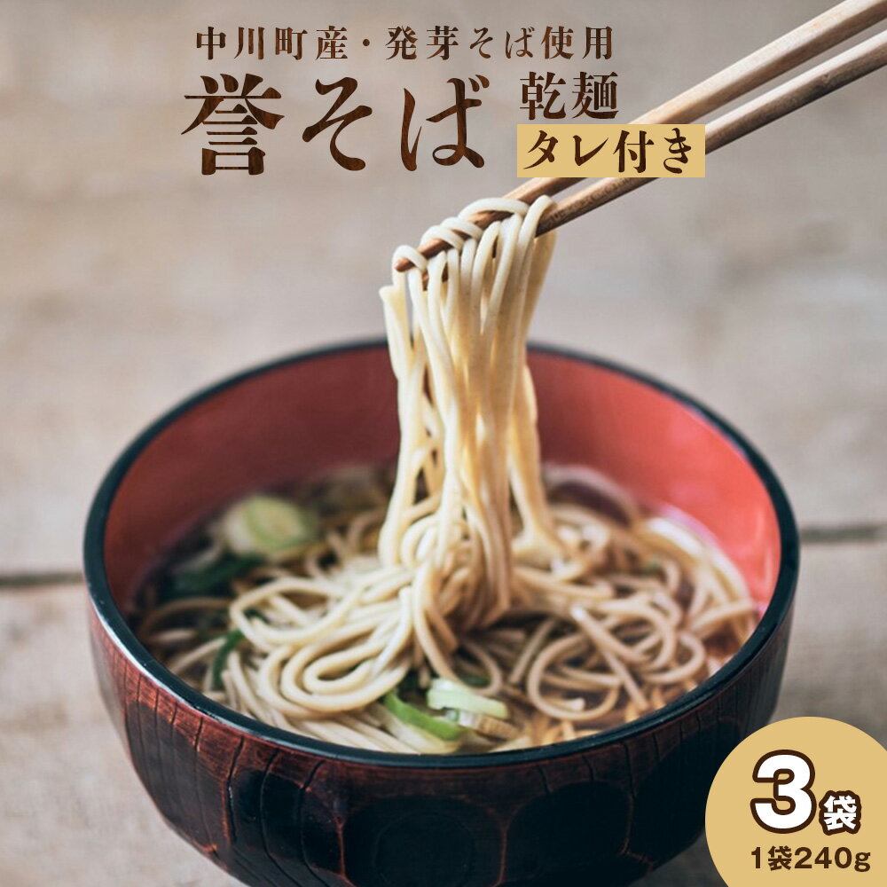 【ふるさと納税】北海道中川町産発芽そば使用　誉そば3袋セット（乾麺240g×3袋）タレあり