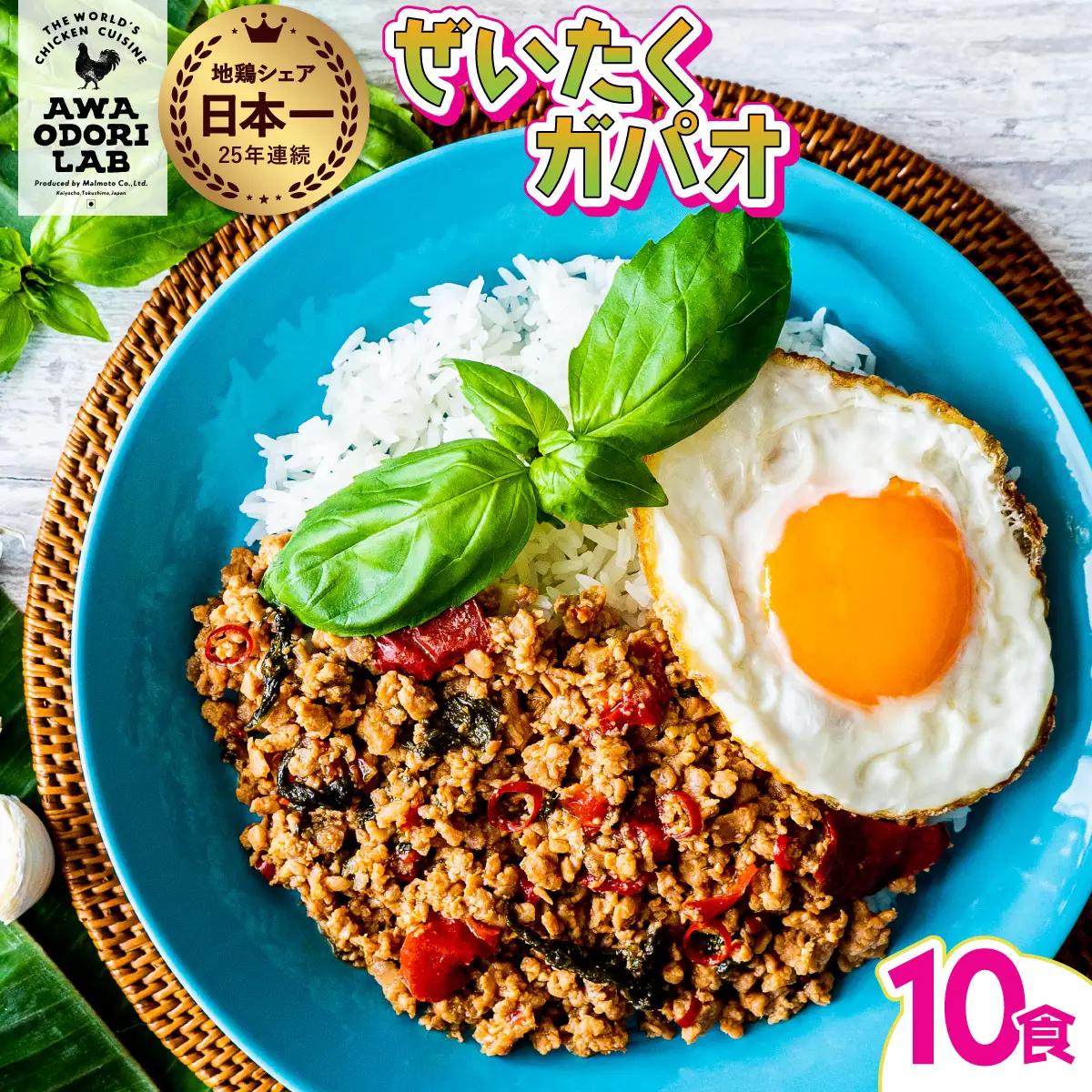 阿波尾鶏 ぜいたくガパオ 10食入 130g×10パック ガパオライス 国産 鶏肉 地鶏 エスニック タイ料理 常温 レトルト