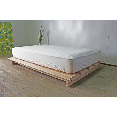 ふるさと納税 大川市 &lt;調湿のある杉材&gt;国産杉ロータイプベッド/ダブルベッド/組み立て式/無塗装/大川家具