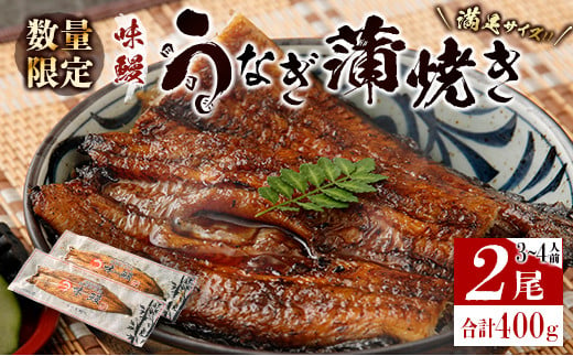 
［数量限定］満足サイズ!! 味鰻 うなぎ蒲焼き 2尾セット 合計約400g（無頭）化粧箱入 熨斗対応可【C421-2311】
