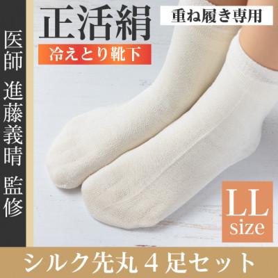ふるさと納税 羽島市 正活絹 冷えとり靴下 シルク先丸 4足セット(LLサイズ)