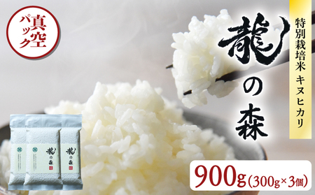 龍の森 真空パック キヌヒカリ 300g×3個 お米 米 900g 真空包装 2合 旨味 甘み ご飯 白米 おいしい パック 小分け 便利 特別栽培米 AM酵素農法 長期保存