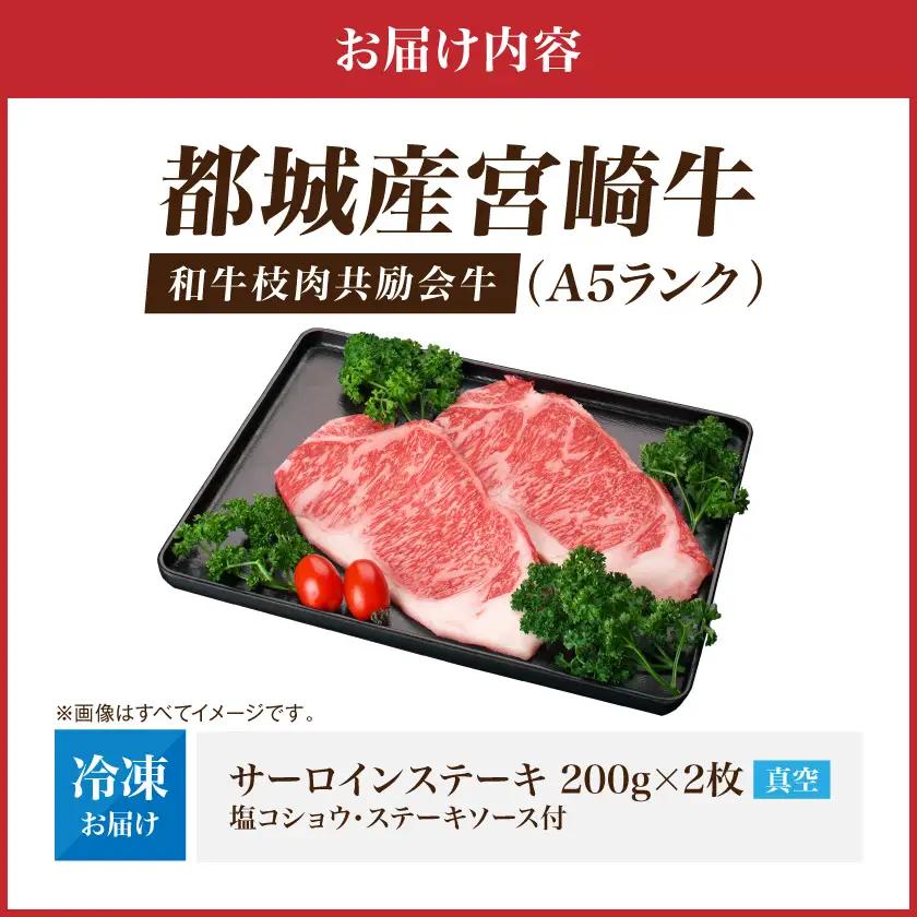 【和牛枝肉共励会牛】(A5)宮崎牛サーロインステーキ200g×2〔AD-25-001〕(都城市) 宮崎県 宮崎牛 サーロイン ロース ステーキ 真空 品評会出展牛 特別セット