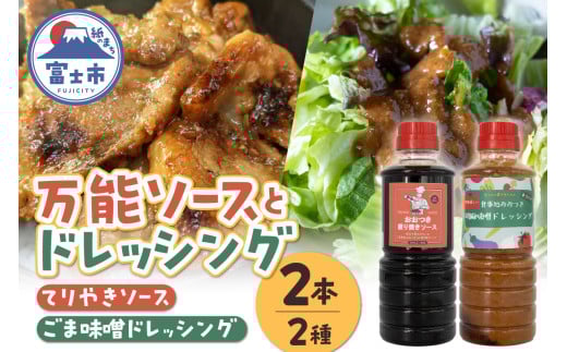 てりやきソース ごま味噌ドレッシング セット 各1本 360ml 計2本 お取り寄せ 万能調味料 アレンジ料理 家庭料理 簡単調理 漬け込み 献立 食卓 食事処おおつき 調味料 たれ 贈答 静岡県 富士市 [sf002-459]
