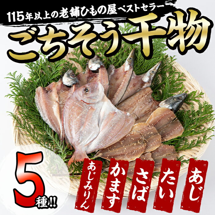 【ふるさと納税】 ごちそう干物5種セット (11尾・5種) 簡単 調理 干物 たい タイ 鯛 あじ アジ かます カマス さば サバ 丸干し 開き みりん干し 魚 海鮮 冷凍 詰め合わせ セット 大分県 佐伯市【AQ76】【(株)やまろ渡邉】