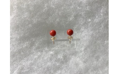 【珊瑚】ピアス 赤玉珊瑚 K18G