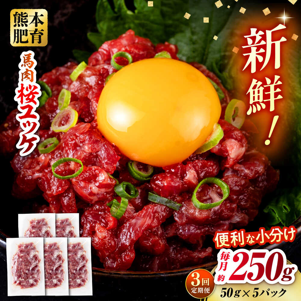 【ふるさと納税】【全3回定期便】馬肉 さくらユッケ 50g×5パック 計250g お肉 桜ユッケ 赤身 生食 小分け 冷凍【五右衛門フーズ熊本店】[AYBV028]