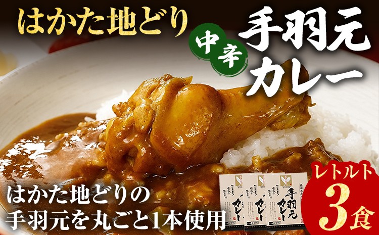
                  カレー レトルトカレー はかた地どり 地鶏 鶏肉 手羽元 丸ごと1本 中辛 3食 チキンカレー 福岡県産 ご当地 簡単調理 温めるだけ 惣菜 レトルト食品 時短 備蓄 常備食 まとめ買い ランチ
                