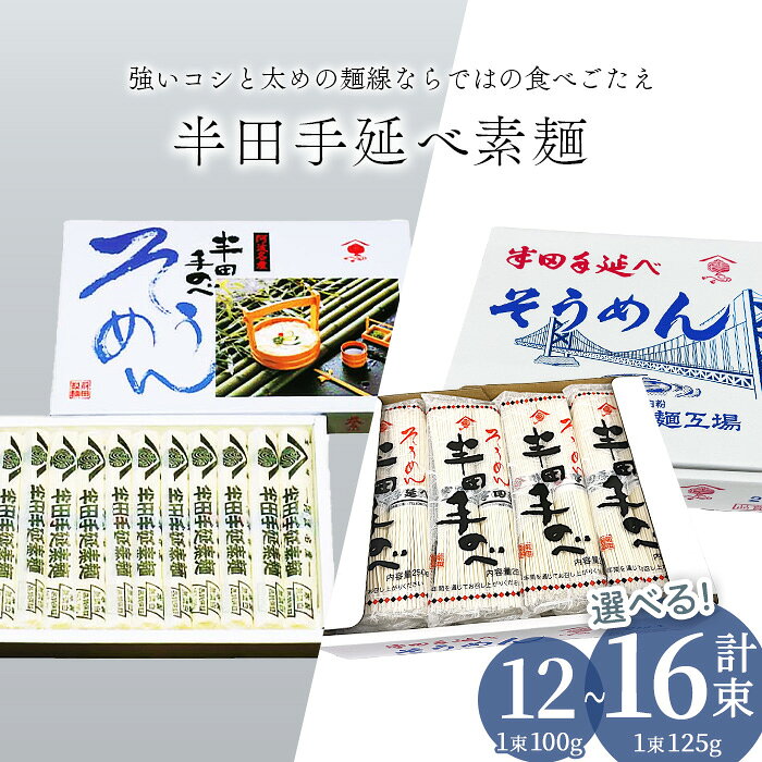 【ふるさと納税】＜選べる内容量＞半田手延べ素麺(100g×12束 or 125g×16束) 半田そうめん 乾麺 小麦 手延べ そうめん 素麺 麺 詰め合わせ 小分け 選べる ギフト 贈答 簡単調理 グルメ【tr17-01】【前田製麺】