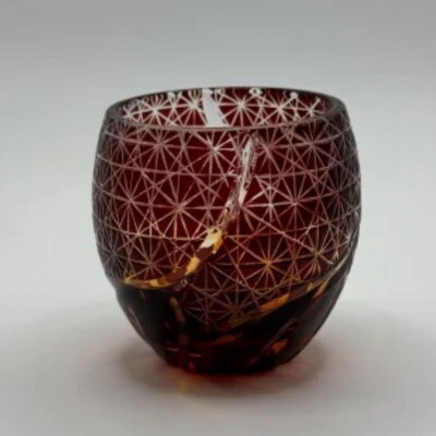 琥珀塗り切子(008)レッド【1632655】