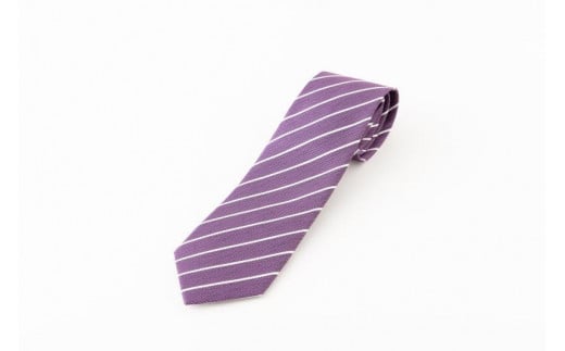 
【西陣活性化を応援！】シルク100％西陣織ネクタイ（ストライプ白ライン・濃紫）
