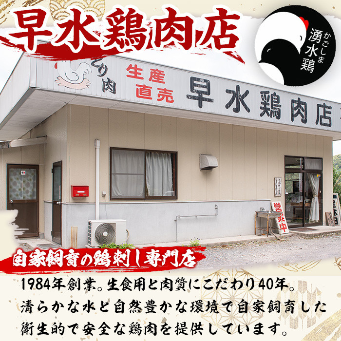 y115 ＜2024年6月発送分(6月30日迄に発送)＞鹿児島県産！自家製鶏の5種バラエティセット(約2.5kg) 国産 九州産 鳥刺し 鶏刺し 鶏肉 手羽先 細切れ ナンコツ【早水鶏肉店】