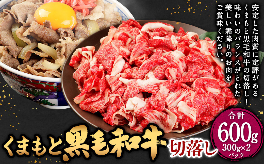 
            くまもと 黒毛和牛 切落し 合計600g （300g×2パック） 牛肉 肉 お肉 にく 和牛 国産
          