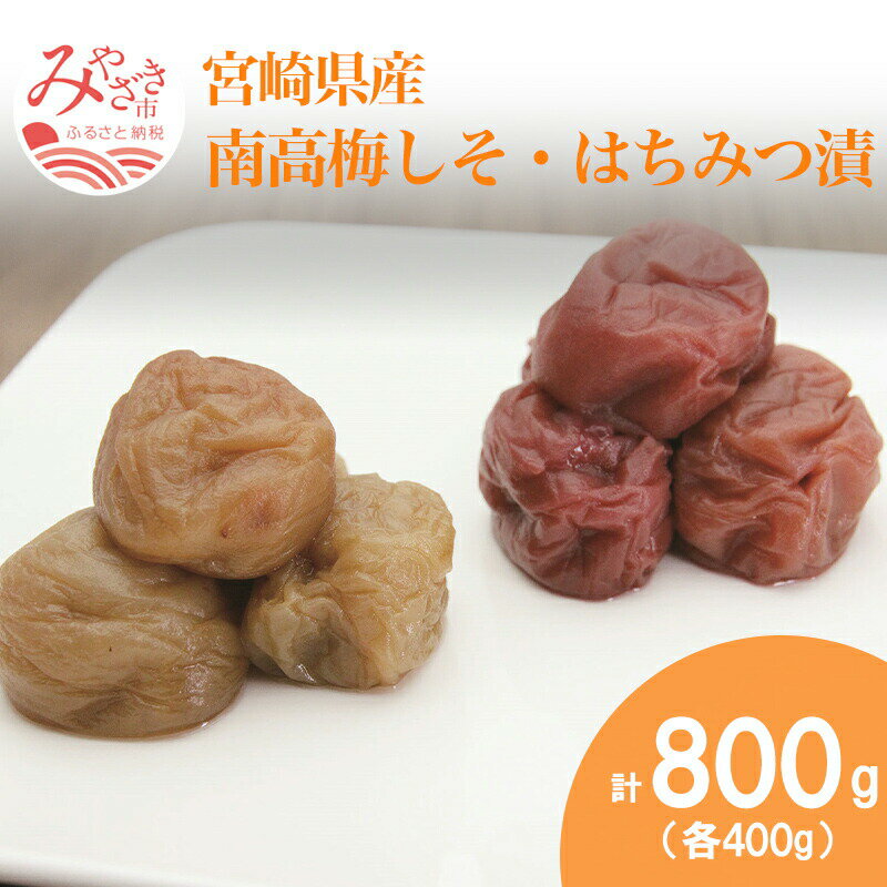 【ふるさと納税】宮崎県産 南高梅しそ・はちみつ漬 計800g しそ味 梅干し 酸味 昔懐かし はちみつ梅干 南高梅 はちみつ フルーティ 絶妙 おかず 食品 漬物 お漬物 加工品 梅 お土産 ギフト 贈答 贈り物 プレゼント おすそ分け グルメ お弁当 グルメ お取り寄せ 宮崎市