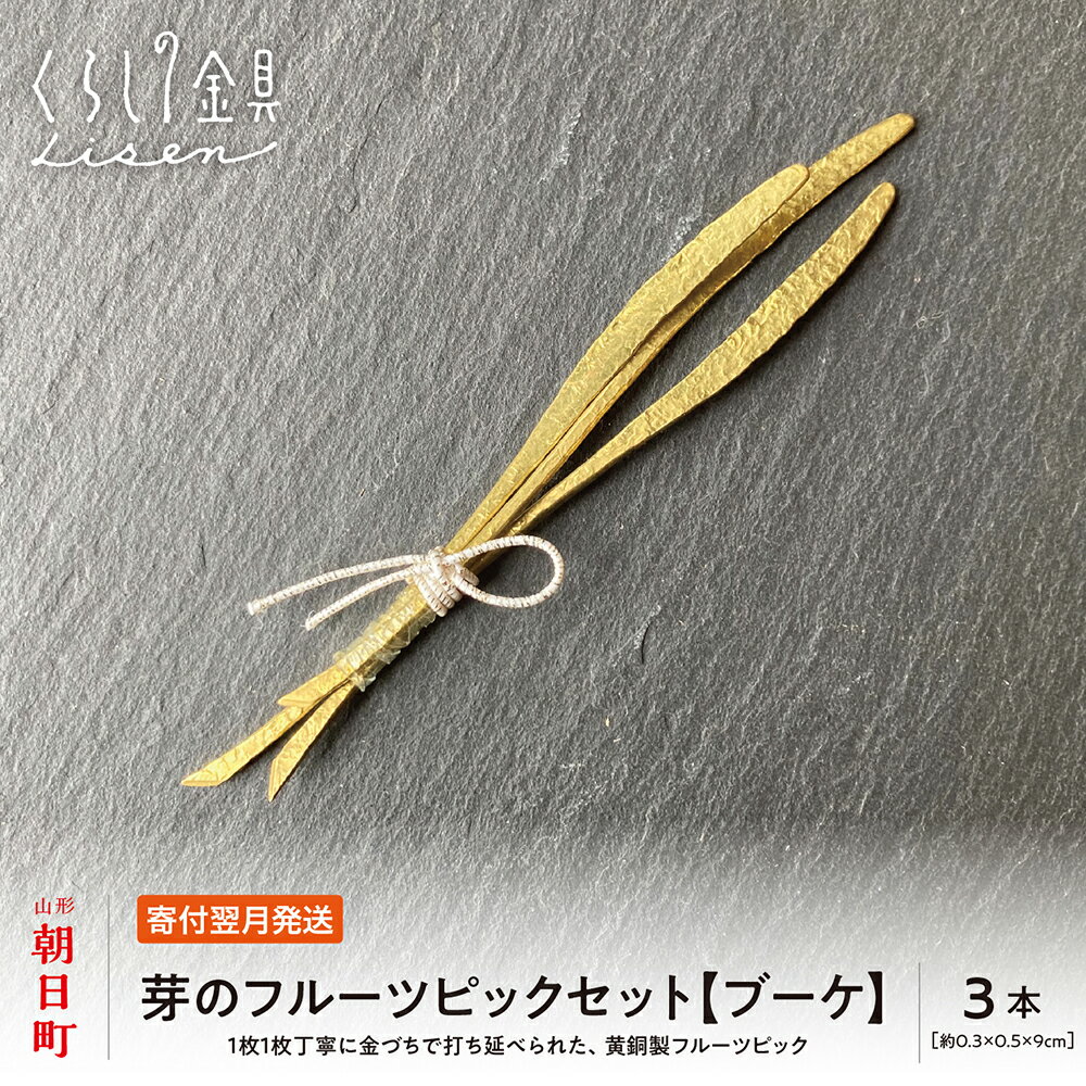 【ふるさと納税】金属 工芸品 芽のフルーツピック 3本セット 【ブーケ】 黄銅製 いずれも約9センチ カトラリー キッチン ようじ 楊枝 おしゃれ ピック 送料無料