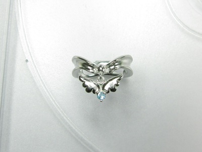 ジュエリームナカタ　【3月 アクアマリン】 ベビーリング　～エンジェルリボン～　シルバー製／チェーンなし【11100-2337】