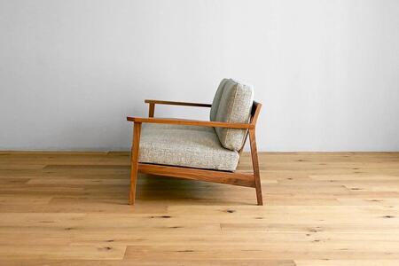 【開梱設置】高野木工 CEBU セブ ソファ 1人掛け ウォルナット 生地：CHART7　ライトグレー【10年保証】