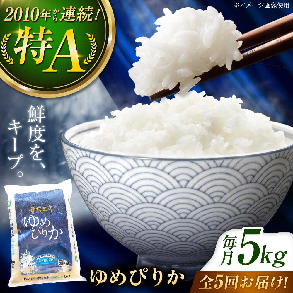 【ふるさと納税】【5回定期便】雪蔵工房 ゆめぴりか 5kg | 精米 お米 米 北海道 北海道米 | JAびばい[BOAF017]