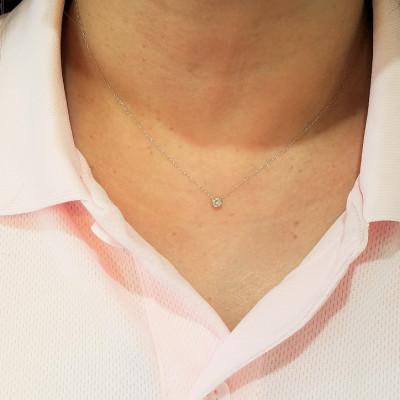 ふるさと納税 松山市 PT　ダイヤ　0.08ct　一粒　フクリン留め　プチネックレス |  | 02