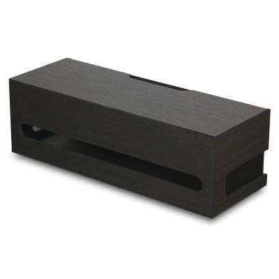ふるさと納税 かつらぎ町 バスク ケーブルボックス L ブラック 邪魔なケーブル類も木目ケースでスマートに収納