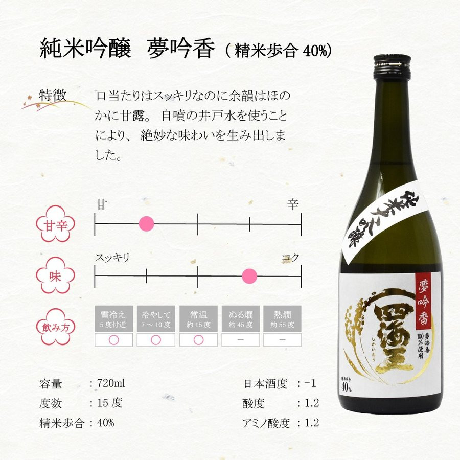 四海王純米大吟醸　夢吟香40％（720ml）