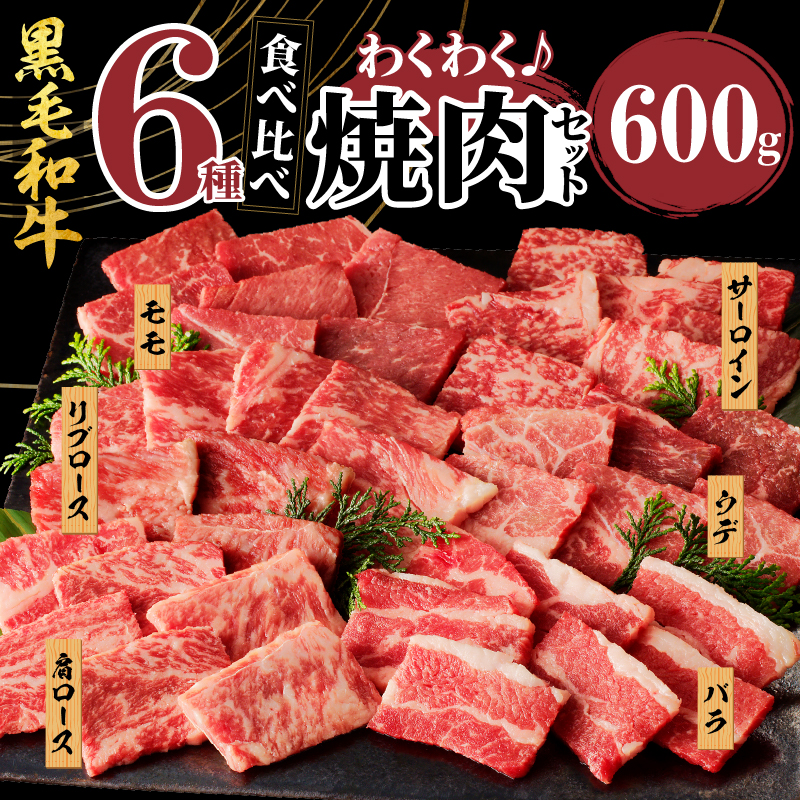 【2週間以内発送】生産者応援≪訳あり≫黒毛和牛(経産牛)6種焼肉セット(合計600g)_T030-023-2W【肉 牛 牛肉 おかず 国産 人気 ギフト 食品 お肉 焼き肉 BBQ お土産 贈り物 送料無料 プレゼント】