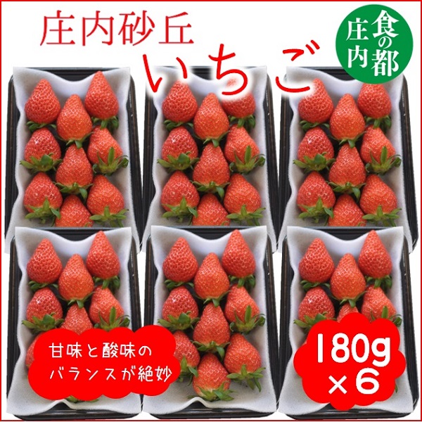 食の都庄内　庄内砂丘のいちご6パック（2L～L）やや小粒も含む※1月中旬頃～順次配送(庄内旬青果)