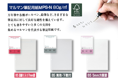 マルマン ルーズリーフ 3種類 セット B5 26穴 合計1,500枚 7mm 無地 5mm方眼 雑貨 文房具 メモ帳 イラスト スケッチ 自由帳 仕事 学校 新学期 勉強 進学 議事録 日用品 事務