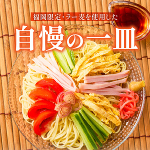 ラー麦麺の冷やし中華2食_ラー麦麺 冷やし中華 2食  麺 さっぱり レモン風味 麺 コシ 強い 歯切れ 色 細麺 茹で時間 1分ほど 野菜 卵焼き トッピング 麺類 夏 食品 お取り寄せ 福岡県 久