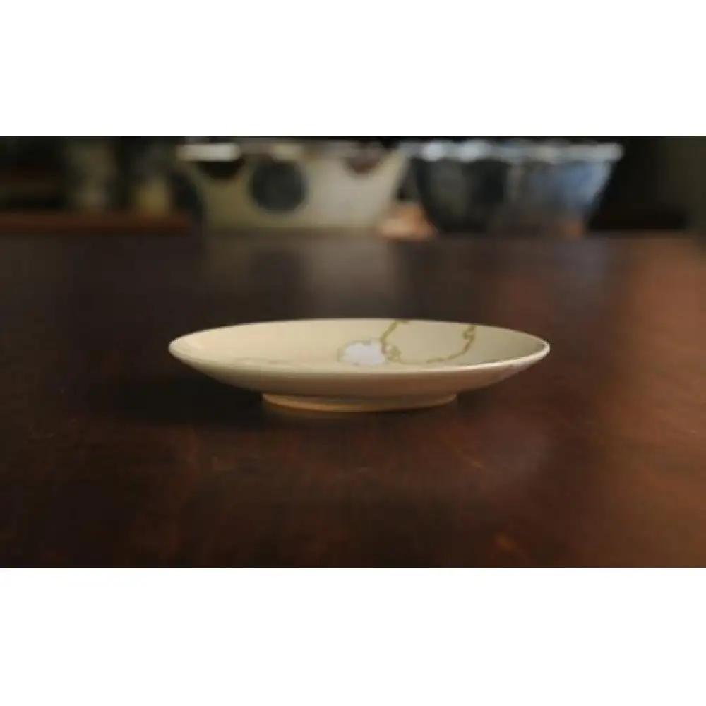 色絵雪輪紋４寸皿 2枚【水間焼伏原窯】