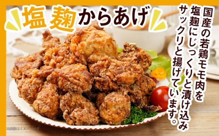 美味しさ満点！鶏の加工品3種セット_AA-4403_(都城市) 電子レンジで簡単調理 塩麹唐揚げ/チキン南蛮/鶏の照焼き 3種のおかずセット 電子レンジ お惣菜 骨付き肉 国産若鶏 鶏肉加工品 からあ