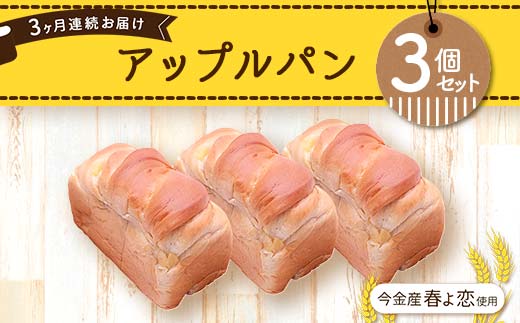【3ヶ月連続お届け】今金産春よ恋使用！アップルパン3個セット F21X-469