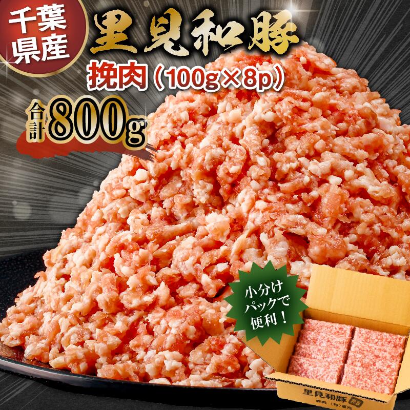 【ふるさと納税】 里見和豚 小分け 挽肉800g 100g×8パック 個別包装 トレイ不使用 千葉県 南房総市 ブランド豚 きめ細やか 肉質 しっとり 旨味 甘い脂味 白色トレイ不使用 ビタミンB1 コラーゲン 血液サラサラ お取り寄せ グルメ 送料無料