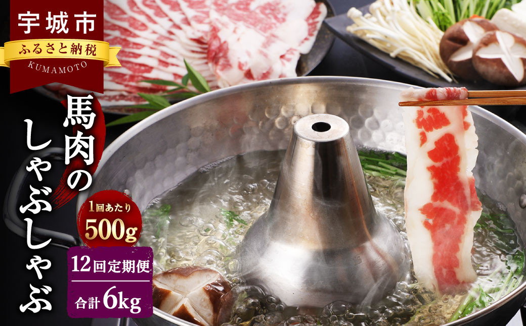 
【12か月定期便】熊本産 馬肉の しゃぶしゃぶ 約500g
