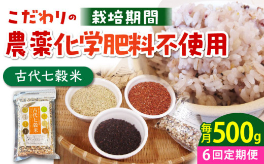 【全6回定期便】古代七穀米 500g 【だいちの家】[HAG013] 定期便 雑穀 雑穀米 古代米 発芽玄米 玄米 黒米 麦 ヒエ アワ 佐賀