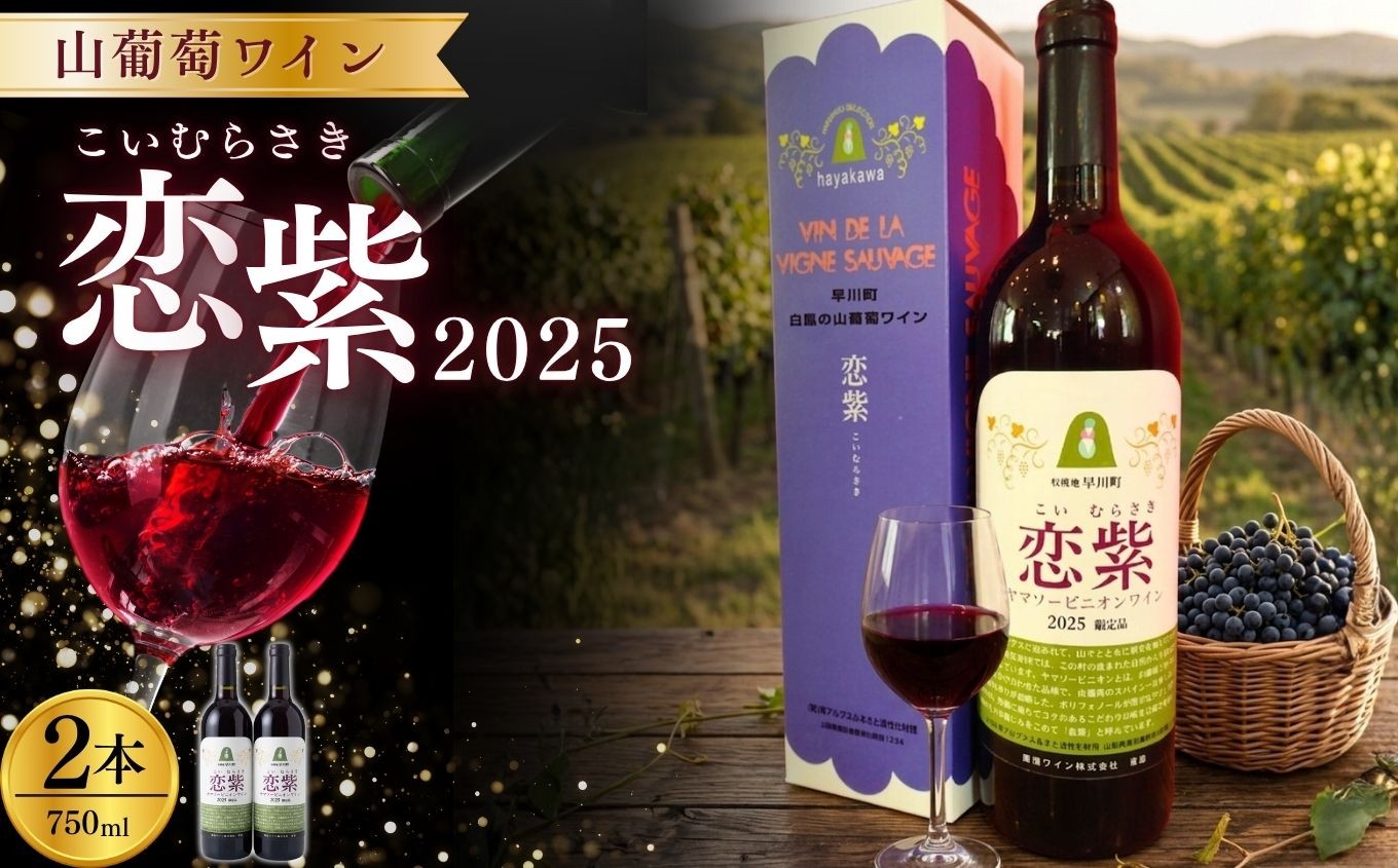 
                  恋紫 2025 ワイン 赤ワイン 山葡萄ワイン 750ml 2本 セット 山梨県 山梨産 早川町 南アルプス
                