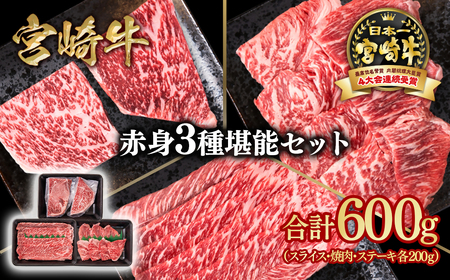 【宮崎牛】赤身堪能セット　計600g　4等級以上　国産牛肉＜1.5-27＞Y