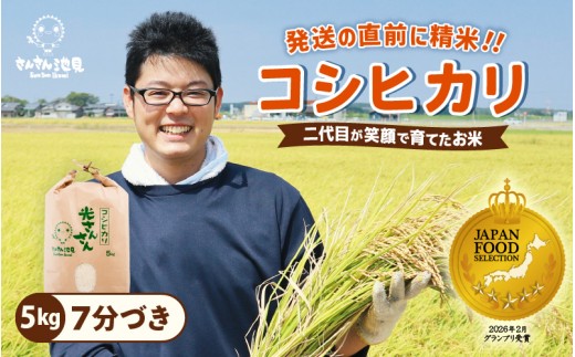 【令和8年産・新米】コシヒカリ 5kg (7分づき) 坂井市三国町産こしひかり  お米 無洗米 玄米 白米 5キロ 精米 ブランド米 ごはん ご飯 おいしい 人気 産地直送 国産 [A-0279_02]