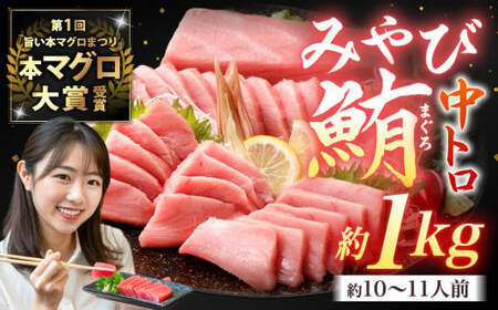 【ふるなびWEEK対象】本マグロ 大賞受賞 みやび鮪 中トロ 計約1kg (約10～11人前) ／ 小分け トロ 霜降り ブロック クロマグロ 鮪 まぐろ さく マグロ 柵 刺し身 刺身 国産 本まぐろ 本鮪 中とろ 冷凍 魚 魚介 まぐろ丼 まぐろ漬け丼 海鮮丼 おすすめ 長崎市