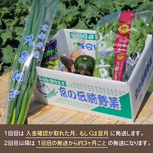 【 定期便 】 京野菜 野菜 6種 程度 定期便 4回 (野菜 詰め合わせ 野菜 京都 野菜セット 季節 旬 栄養食 栄養野菜 九条ネギ 野菜 万願寺 野菜 賀茂なす 野菜 京都府産 野菜 数量限定 