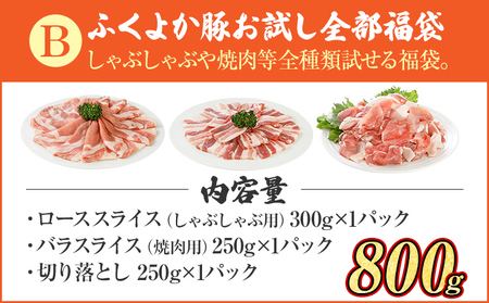 豚肉 しゃぶしゃぶ 焼肉 切り落とし【B】ふくよか豚 お試し全部セット ロース バラ 小分け ブタ肉 ぶた肉 冷凍 福岡県 福岡 九州 グルメ お取り寄せ