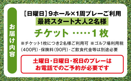 日曜大人2名最終スタートゴルフプレー券【(株)葉山産業】[ASAS009]