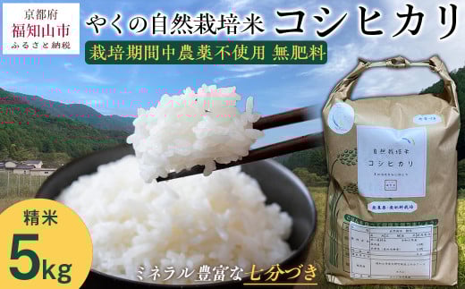 【先行予約・2025年10月より発送開始！】やくの自然栽培米　コシヒカリ　5kg　 令和7年産 こめ コメ 米 白米 精米 コシヒカリ こしひかり お米 ごはん やくの 夜久野 京都府 福知山市 FCEV001