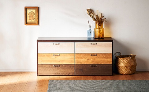 チェスト 120cm幅3段 ルコッタ【諸富家具】：C133-002