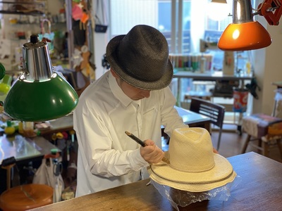 木型 で作った 中折れ パナマハット | 関口善大靴工房 サイズ調整テープ付き オリジナル木型 ナチュラルカラー 中折れ 中折れ帽子 中折れ帽 ハット 帽子 最高級素材 エクアドル産 パナマ 本牛革 