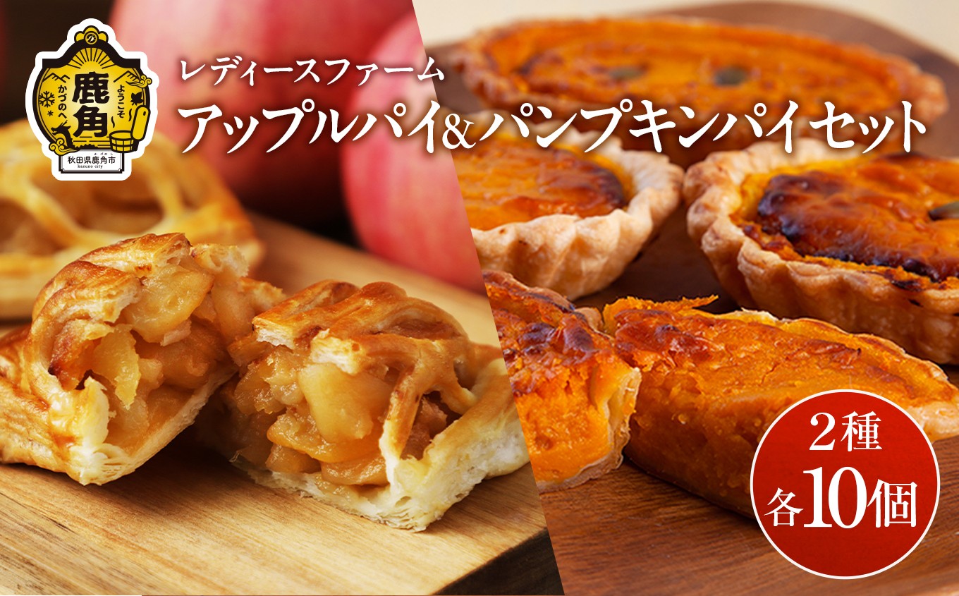 
                  アップルパイ ＆ パンプキンパイ セット 2種 各 10個入 計 20個【レディースファーム】スイーツ お菓子 バレンタインデー ホワイトデー りんご リンゴ かぼちゃ カボチャ パンプキン パイ 家庭用 国産 お中元 お歳暮 贈り物 贈答用 グルメ ギフト 故郷 秋田 あきた 鹿角市 鹿角 送料無料 
                